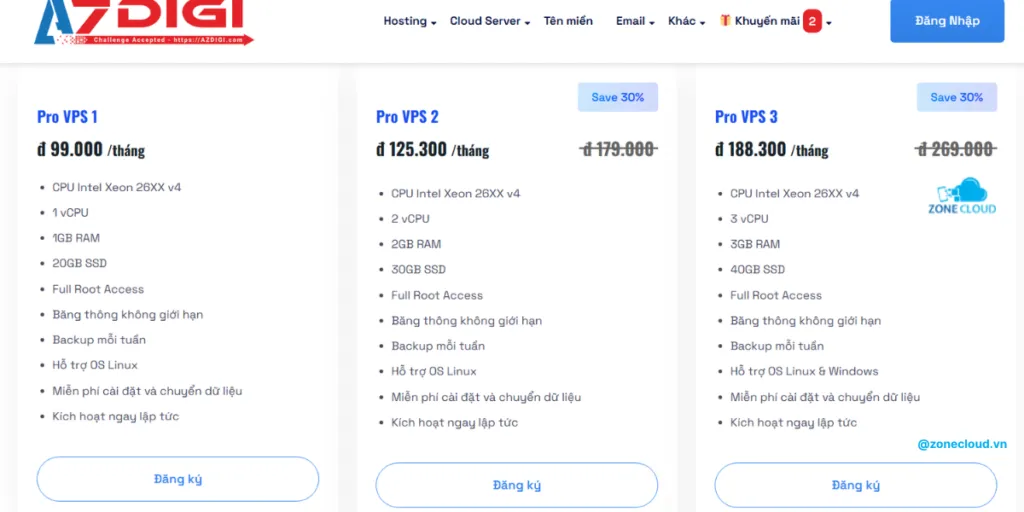 Top 22 đơn vị cung cấp VPS tốt nhất Việt Nam và nước ngoài 3 VPS Azdigi