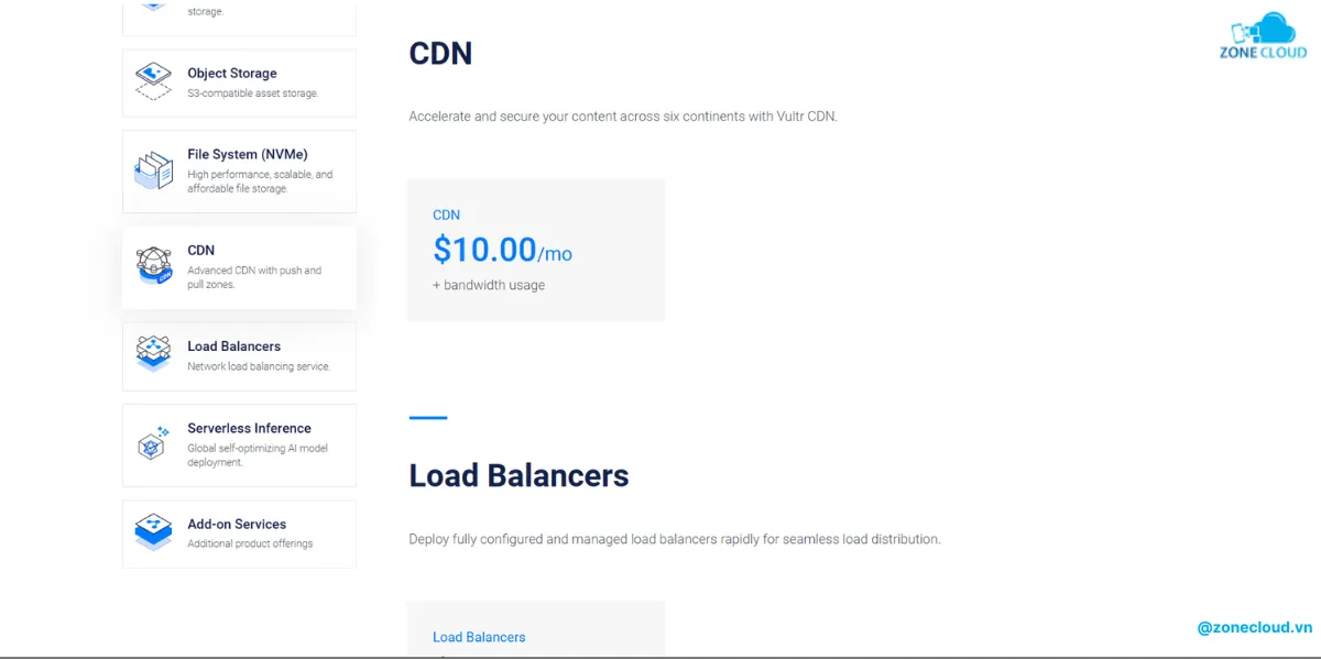 Hướng dẫn mua VPS và danh sách các dịch vụ nổi trội tại Vultr 9 CDN của Vultr