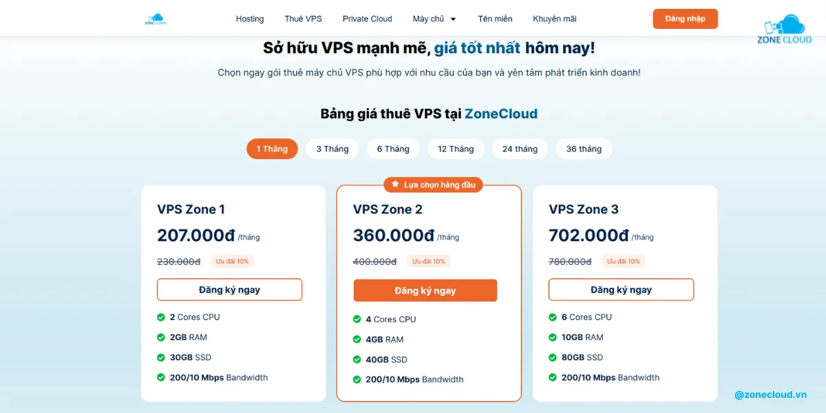 Top 22 đơn vị cung cấp VPS tốt nhất Việt Nam và nước ngoài 1 VPS tốt nhất tại ZoneCloud
