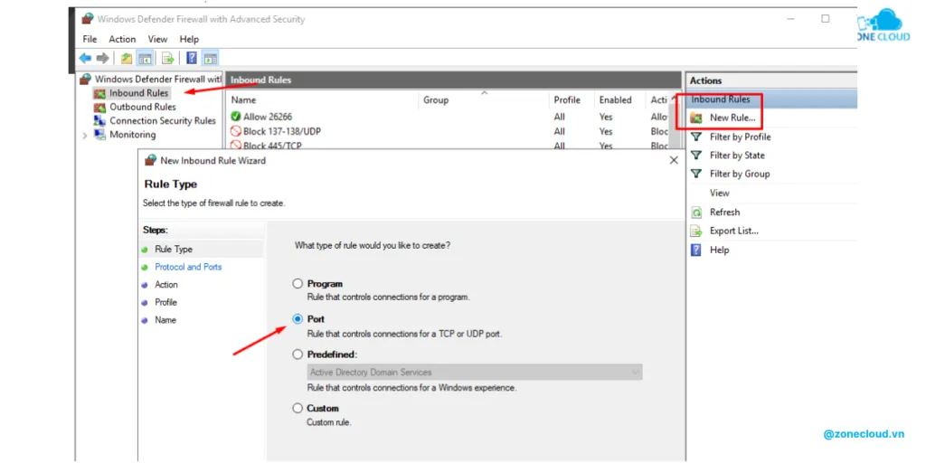 Hướng dẫn tạo hosting từ VPS giúp chạy website, ứng dụng 9 Rule for Port