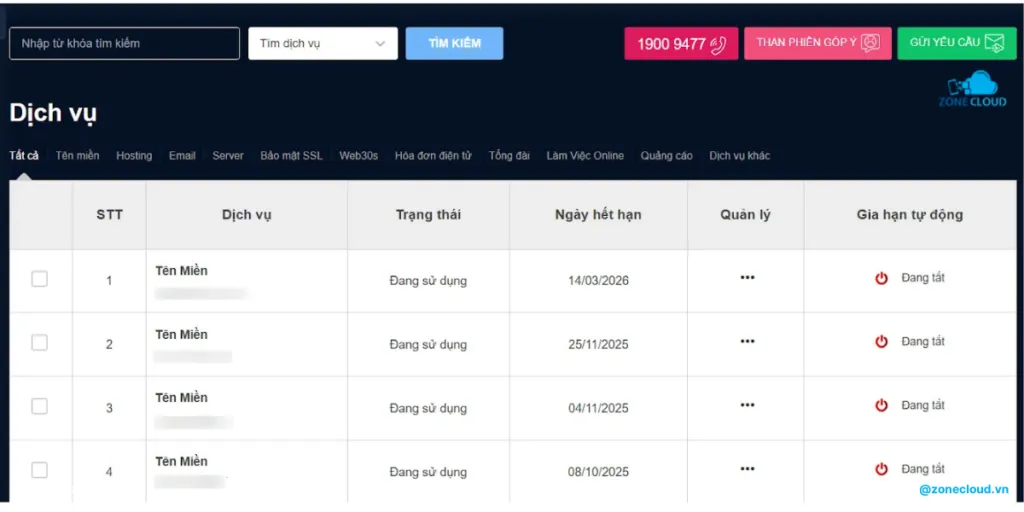 Hướng dẫn trỏ tên miền về VPS chi tiết, đơn giản 2 Trang quản trị tên miền