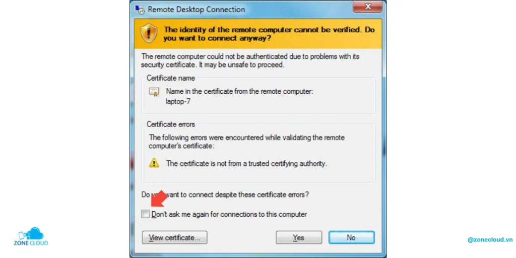 Cách vào VPS trên PC nhanh chóng 4 Tắt thông báo RDC